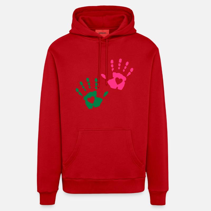 Coeur Main - Sweat à capuche bio décontracté fabriqué en UE - rouge