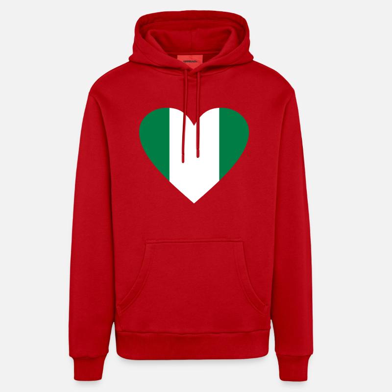 Nigeria - Sweat à capuche bio décontracté fabriqué en UE - rouge