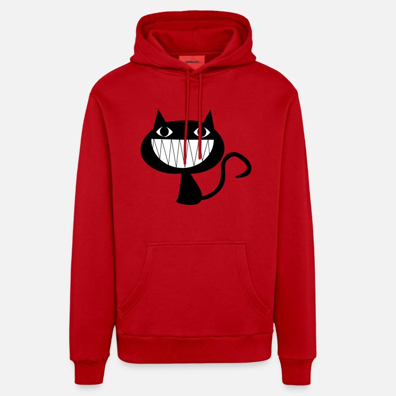 Chat souriant - Sweat à capuche bio décontracté fabriqué en UE - rouge