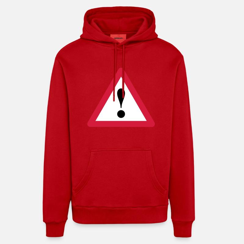 Signe d'exclamation - Sweat à capuche bio décontracté fabriqué en UE - rouge