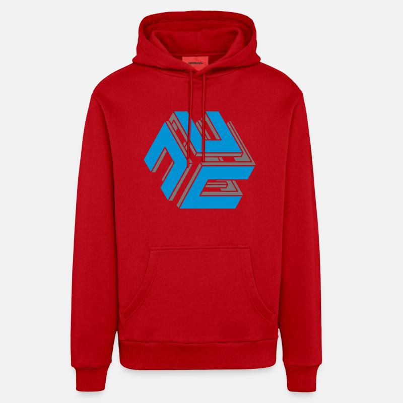 cube - Sweat à capuche bio décontracté fabriqué en UE - rouge