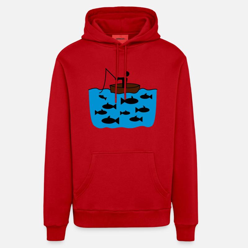 Fishing - Sweat à capuche bio décontracté fabriqué en UE - rouge