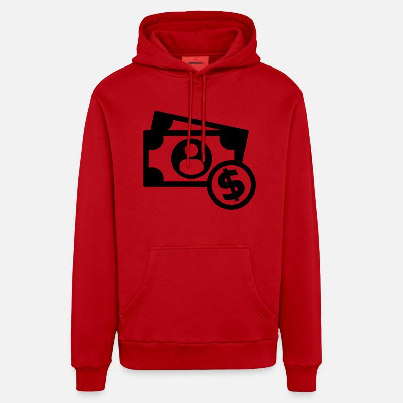 Argent - Sweat à capuche bio décontracté fabriqué en UE - rouge