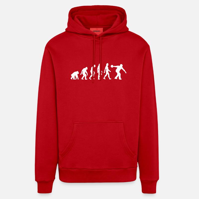 L'évolution des bowling - Sweat à capuche bio décontracté fabriqué en UE - rouge