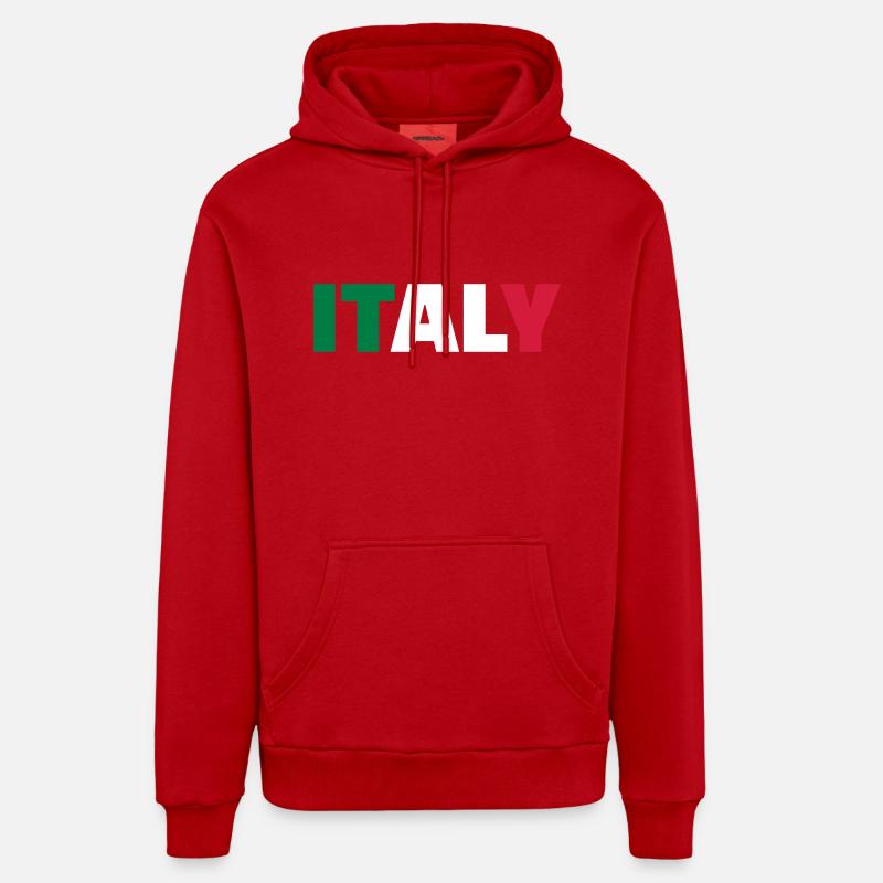 Italy - Sweat à capuche bio décontracté fabriqué en UE - rouge