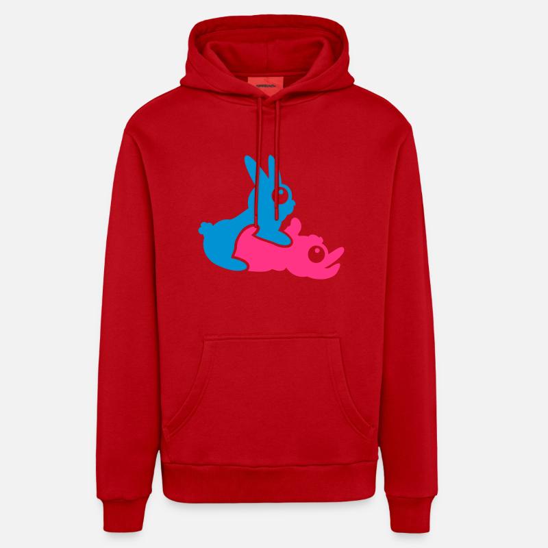 Kamasutra-lapins / kamasutra rabbits (B, 2c) - Sweat à capuche bio décontracté fabriqué en UE - rouge