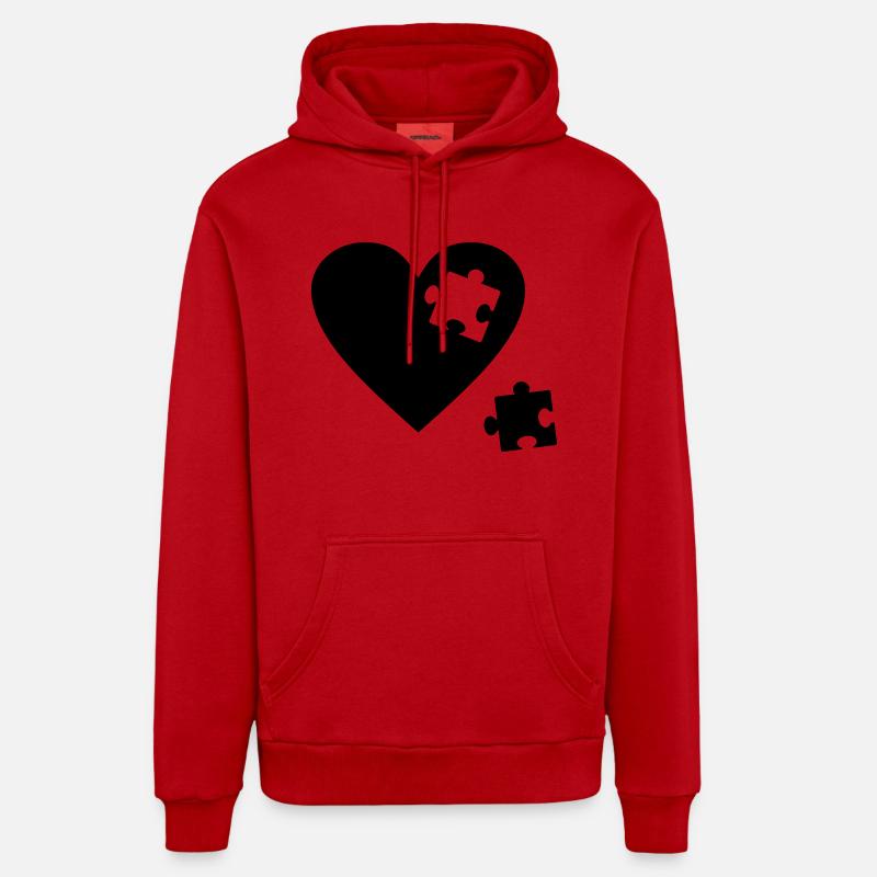 Puzzle coeur Sweat à capuche bio décontracté fabriqué en UE