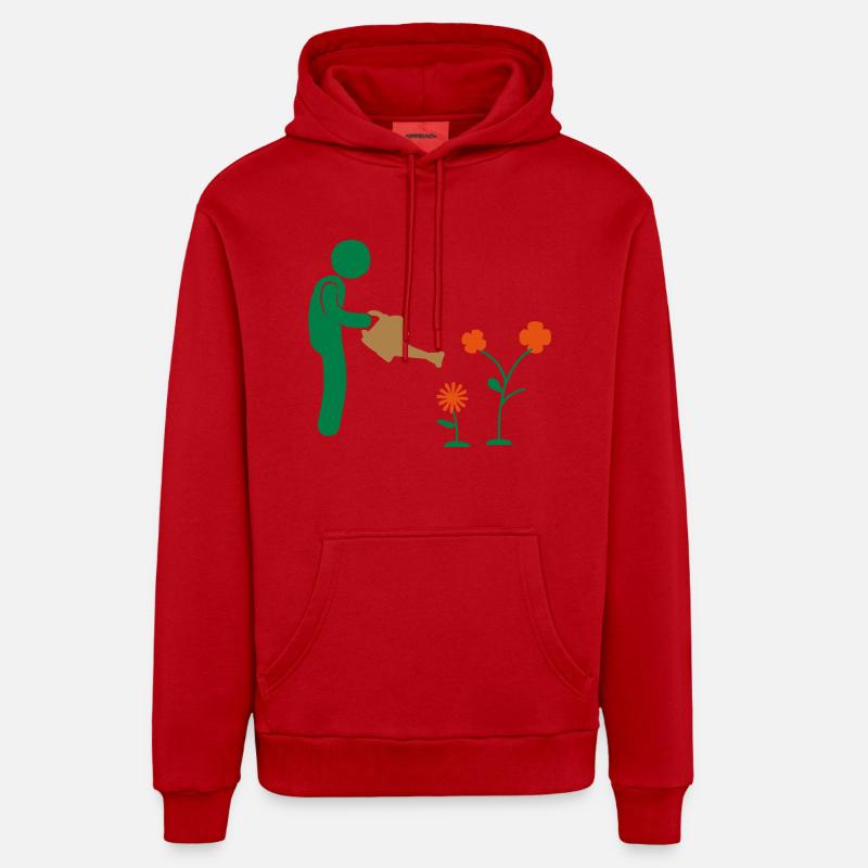 jardin - Sweat à capuche bio décontracté fabriqué en UE - rouge