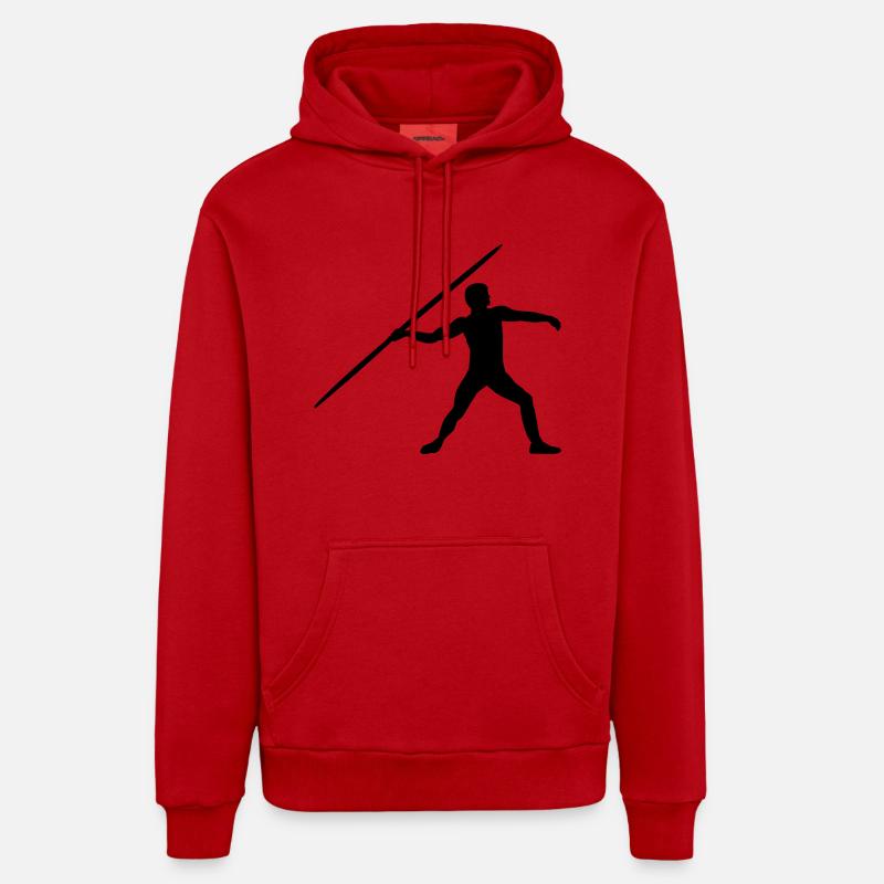 Lancement du javelot - Sweat à capuche bio décontracté fabriqué en UE - rouge