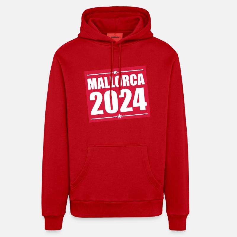 Majorque 2024 - Sweat à capuche bio décontracté fabriqué en UE - rouge