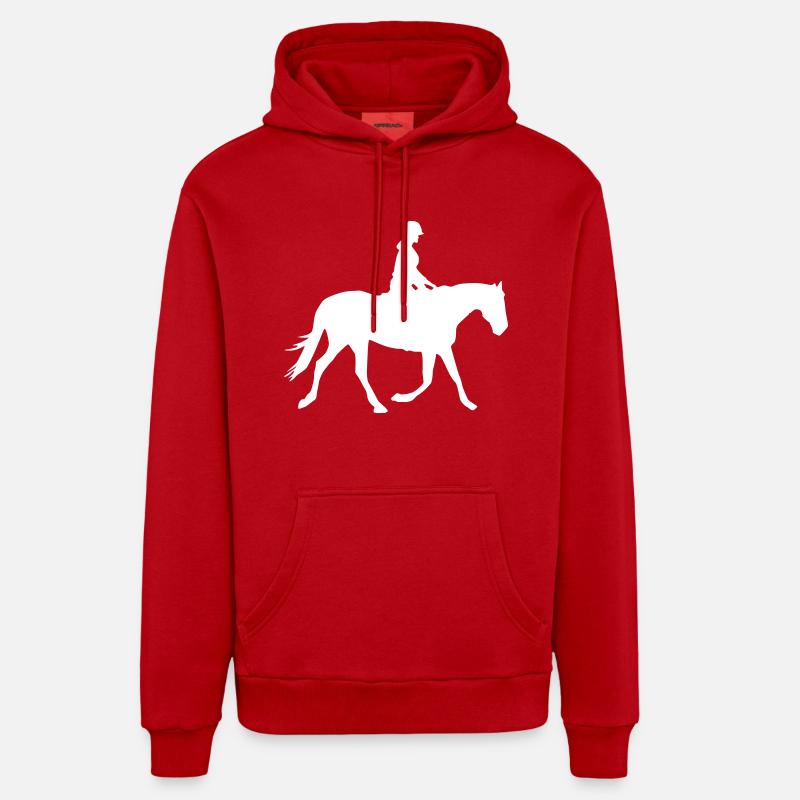 Cavalier Cheval - Sweat à capuche bio décontracté fabriqué en UE - rouge