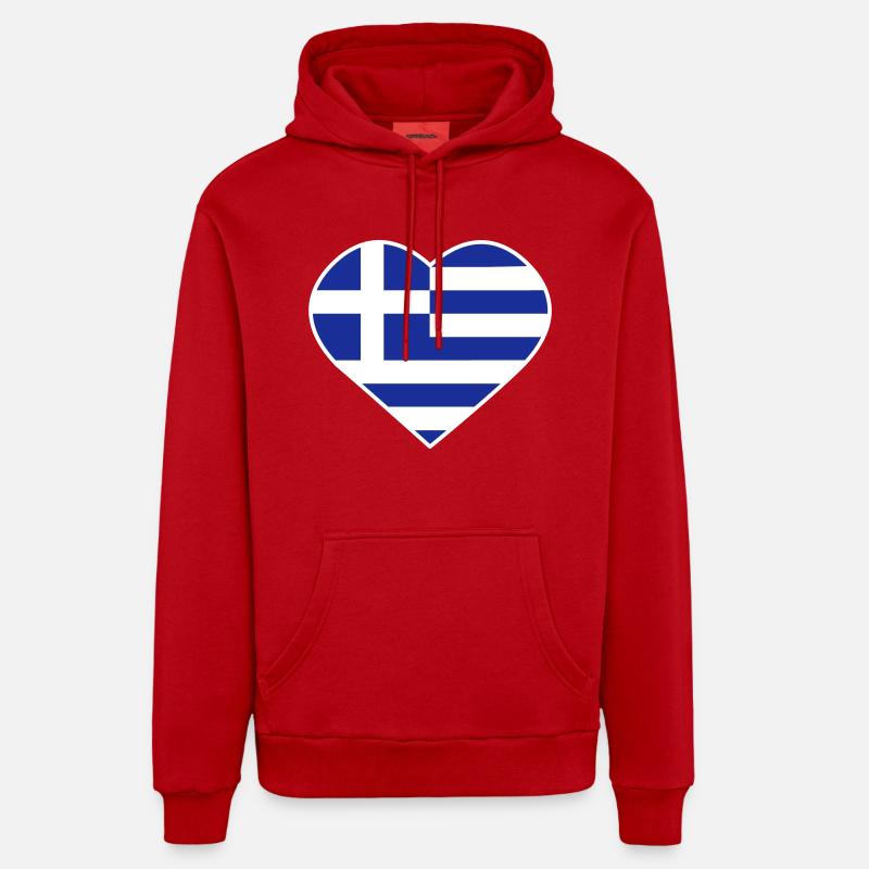 J’adore la Grèce - Sweat à capuche bio décontracté fabriqué en UE - rouge