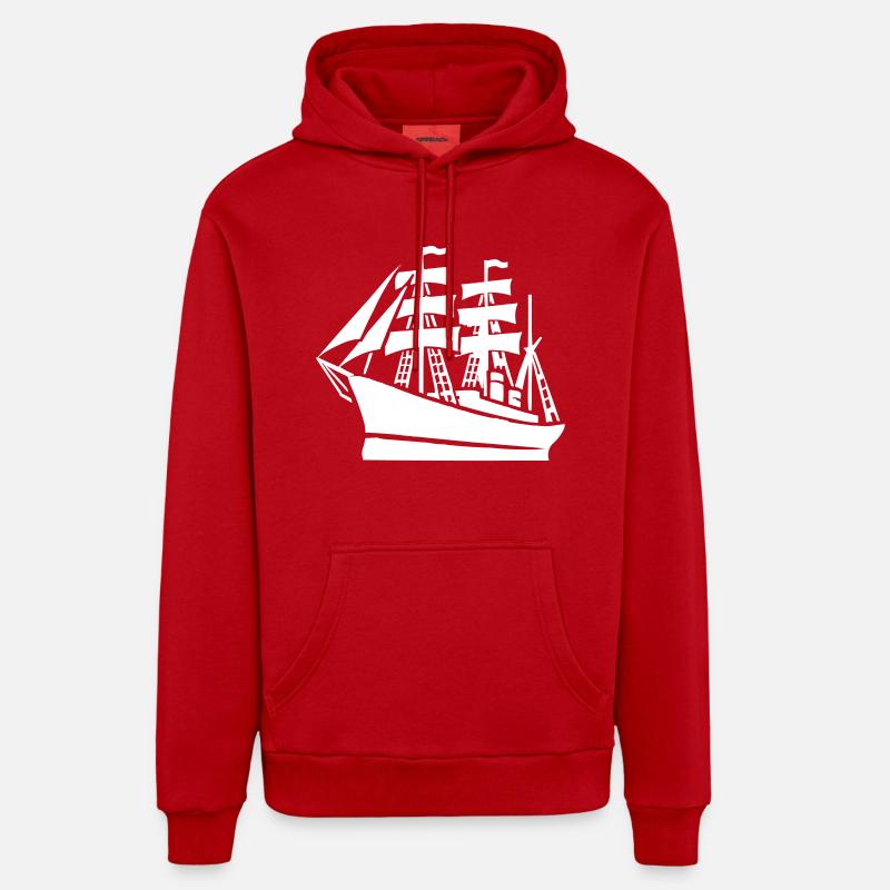 Expédition de bateaux - Sweat à capuche bio décontracté fabriqué en UE - rouge