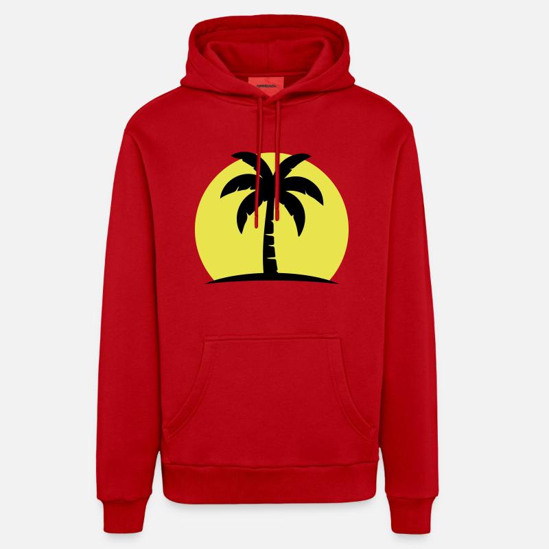 Palm Tree Beach Soleil - Sweat à capuche bio décontracté fabriqué en UE - rouge