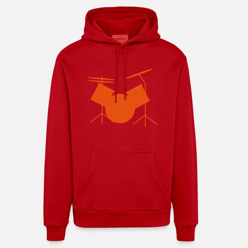 2541614 14649593 drumset - Sweat à capuche bio décontracté fabriqué en UE - rouge