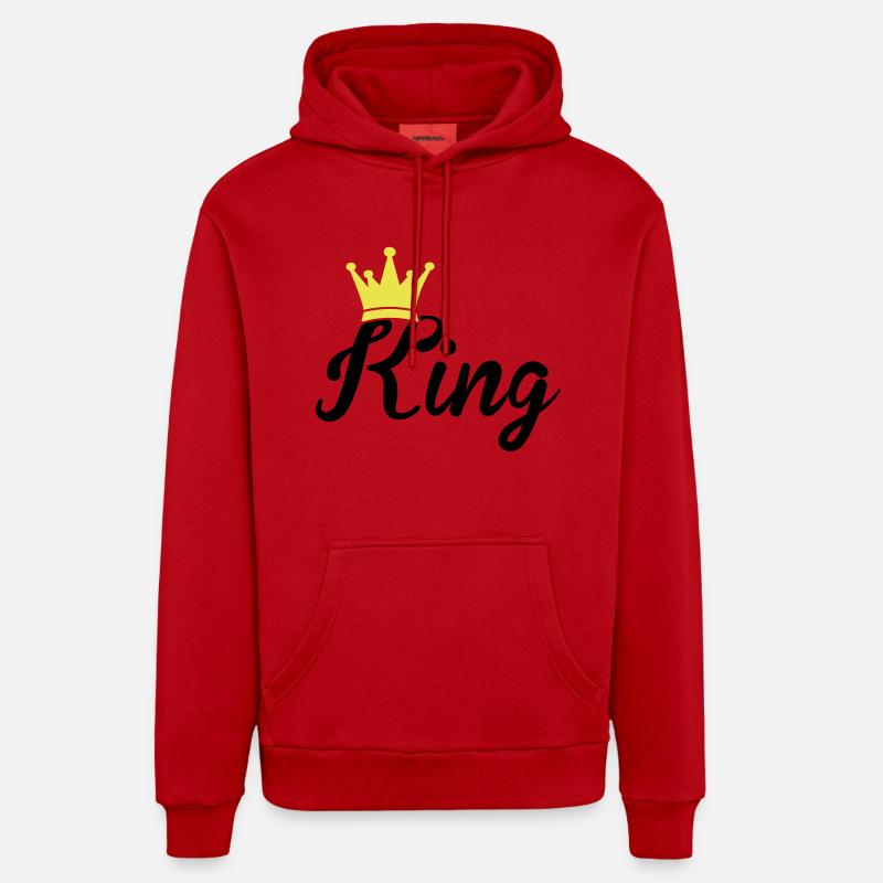 king - Sweat à capuche bio décontracté fabriqué en UE - rouge