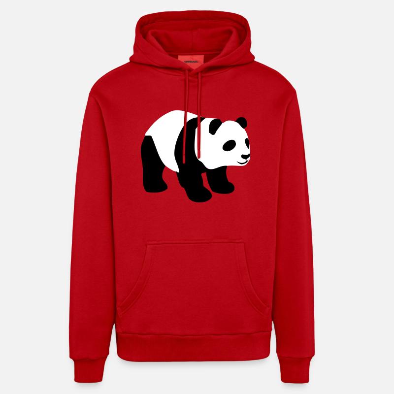 Panda - Sweat à capuche bio décontracté fabriqué en UE - rouge