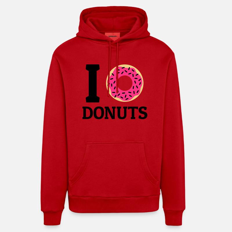 I love donuts - Sweat à capuche bio décontracté fabriqué en UE - rouge