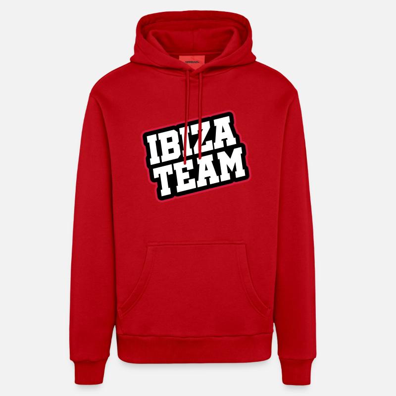 Équipe d’Ibiza - Sweat à capuche bio décontracté fabriqué en UE - rouge