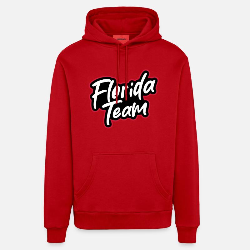 Équipe de Floride - Sweat à capuche bio décontracté fabriqué en UE - rouge