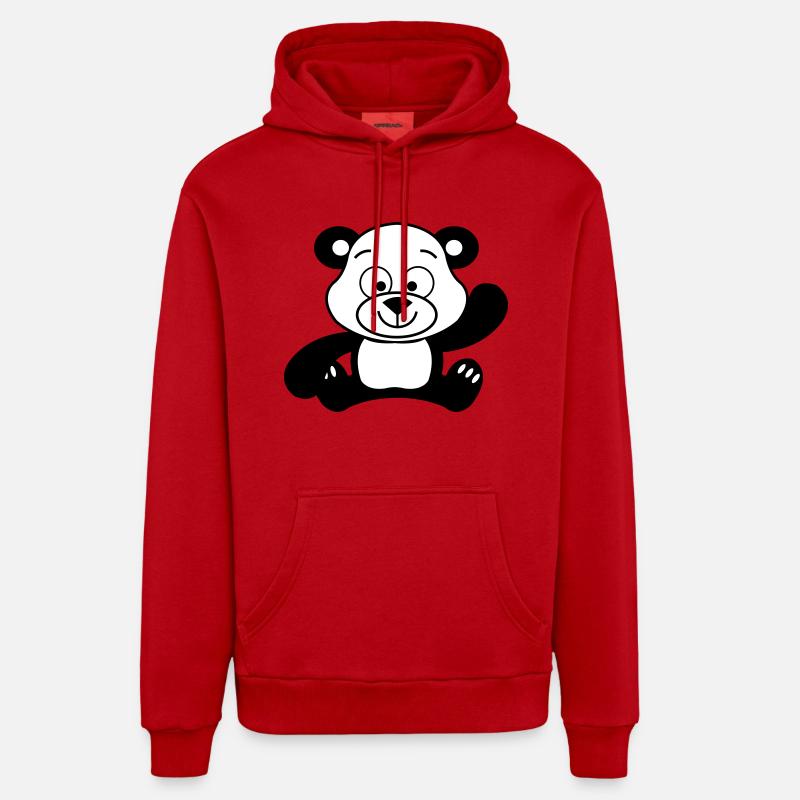 Panda Ours Mignon - Sweat à capuche bio décontracté fabriqué en UE - rouge
