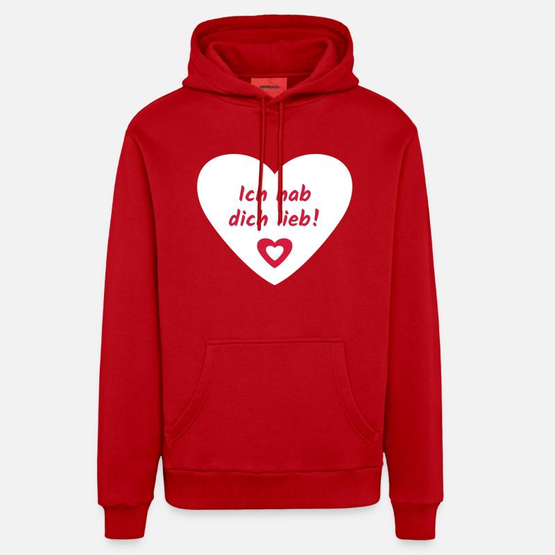 Je t’ai Cœur d’Amour - Sweat à capuche bio décontracté fabriqué en UE - rouge