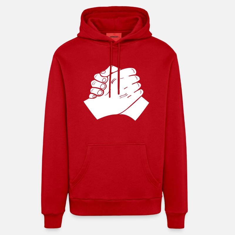 Poignée de main 01 - Sweat à capuche bio décontracté fabriqué en UE - rouge