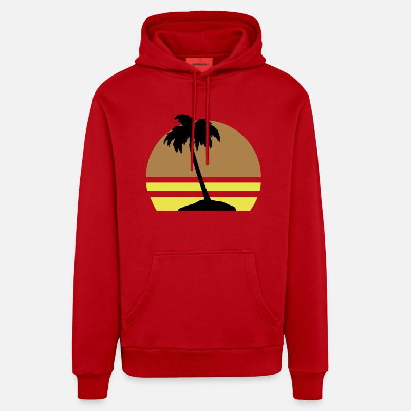 Île Palm - Sweat à capuche bio décontracté fabriqué en UE - rouge