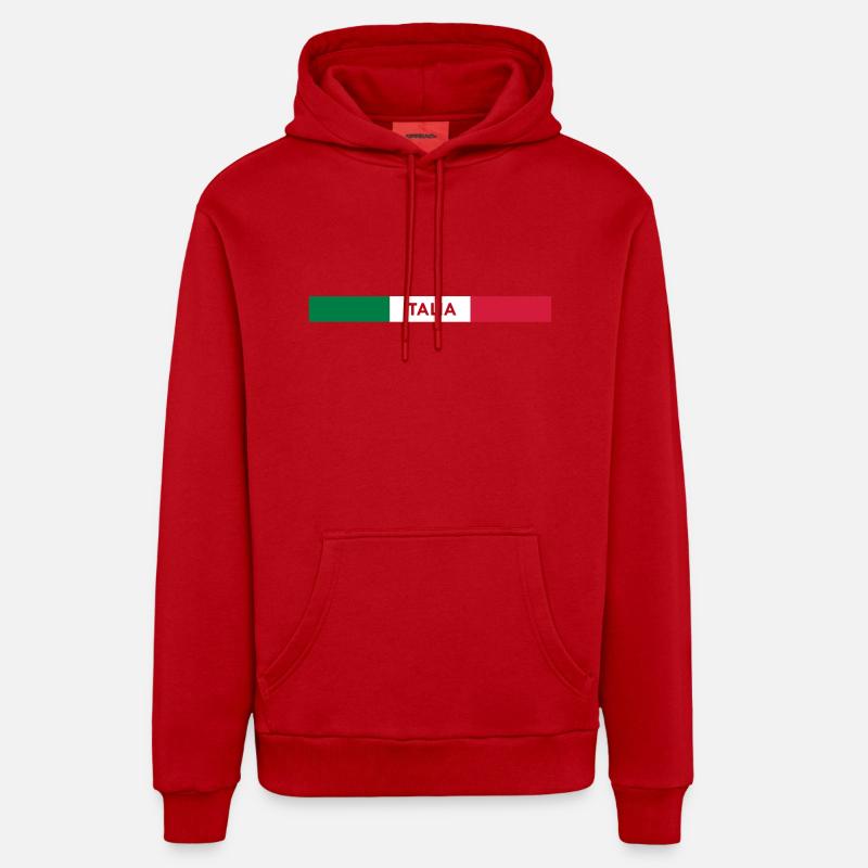Italia tranparent - Sweat à capuche bio décontracté fabriqué en UE - rouge