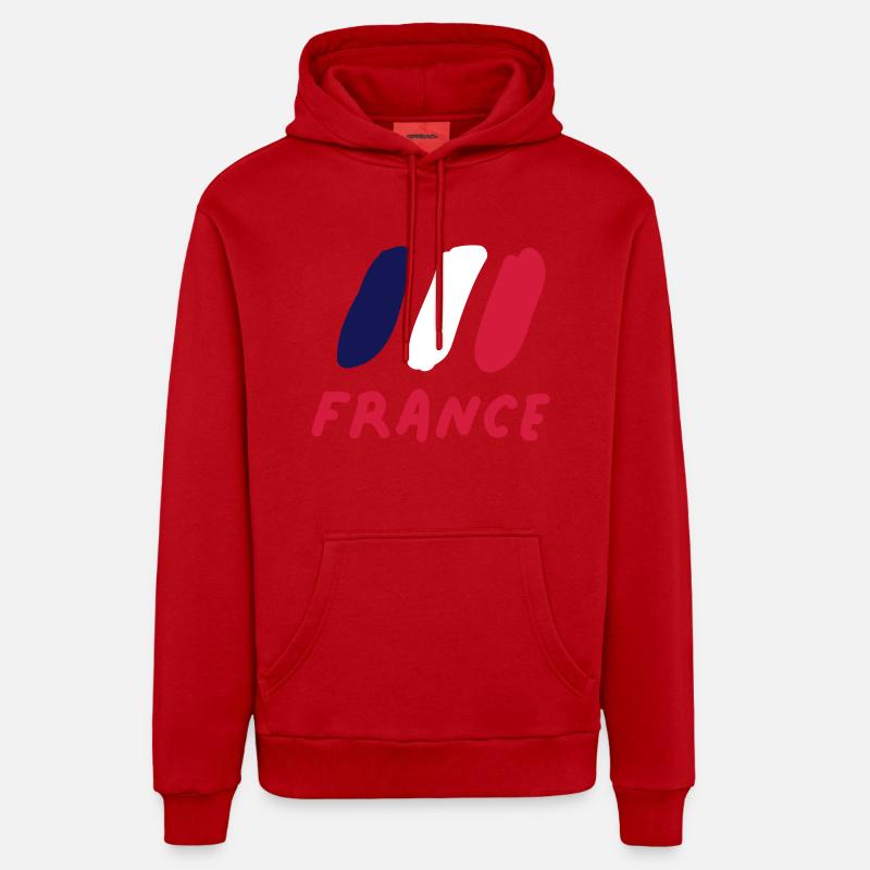 France - Sweat à capuche bio décontracté fabriqué en UE - rouge