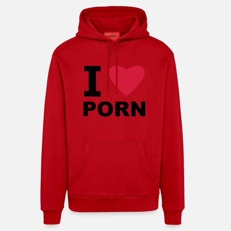 J'aime la pornographie - Sweat à capuche bio décontracté fabriqué en UE - rouge