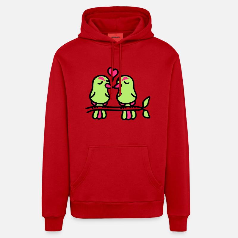 oiseaux dans l'amour 3 - Sweat à capuche bio décontracté fabriqué en UE - rouge