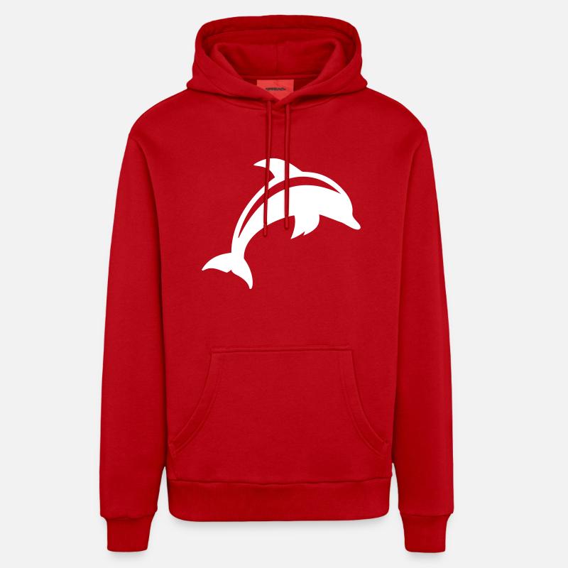 dauphin - Sweat à capuche bio décontracté fabriqué en UE - rouge