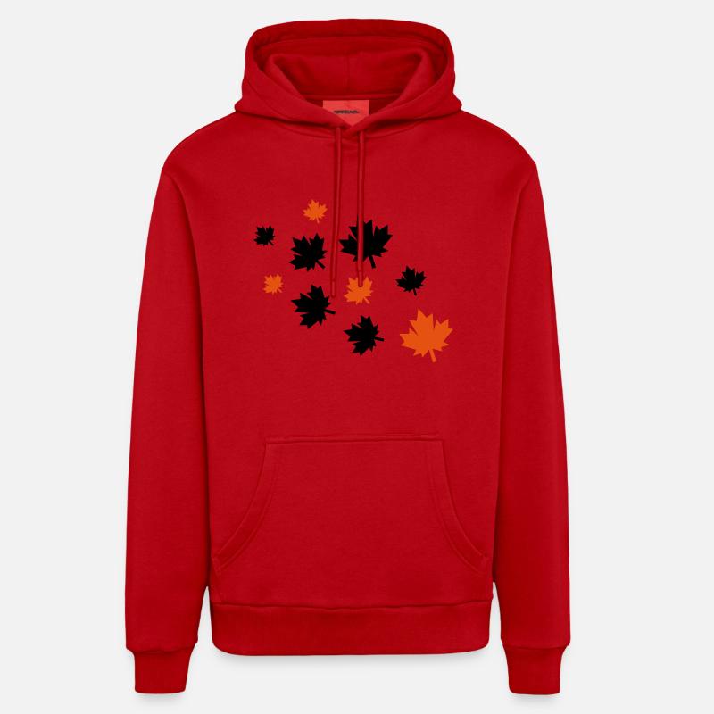 Feuilles d’érable - Sweat à capuche bio décontracté fabriqué en UE - rouge
