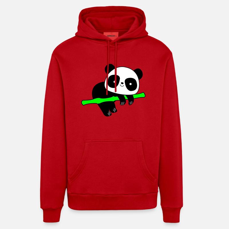 Panda - Sweat à capuche bio décontracté fabriqué en UE - rouge