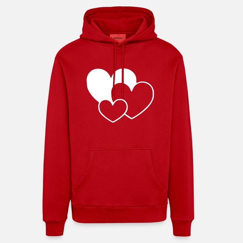 coeurs_vector - Sweat à capuche bio décontracté fabriqué en UE - rouge