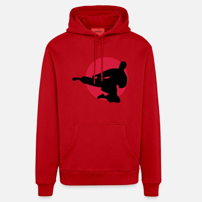 combat - Sweat à capuche bio décontracté fabriqué en UE - rouge