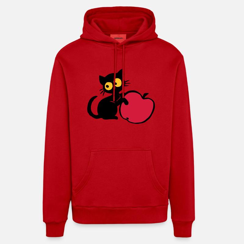 Chaton avec pomme - Sweat à capuche bio décontracté fabriqué en UE - rouge