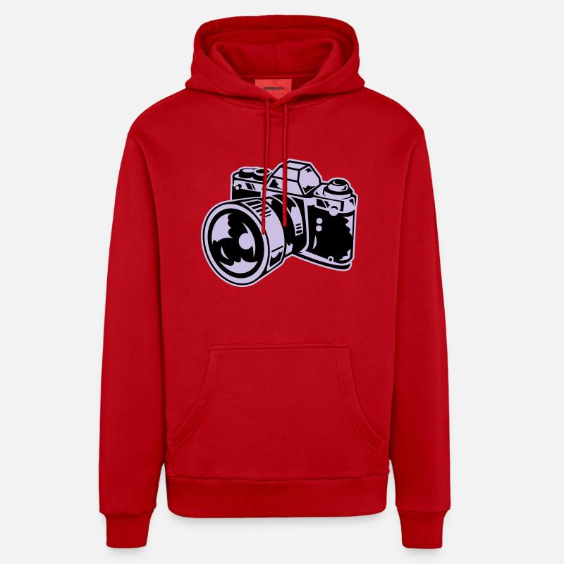 camera - Sweat à capuche bio décontracté fabriqué en UE - rouge