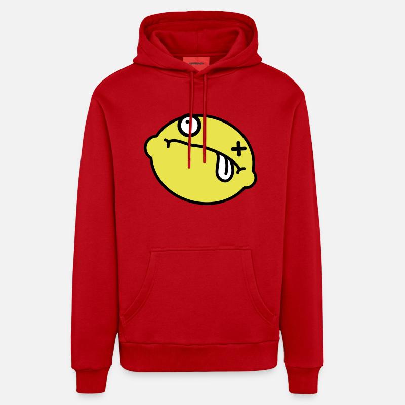 Dead Lemon Smiley - Sweat à capuche bio décontracté fabriqué en UE - rouge