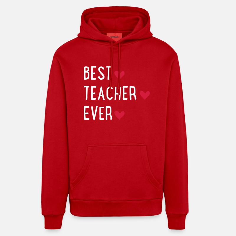 Meilleur enseignant - Sweat à capuche bio décontracté fabriqué en UE - rouge