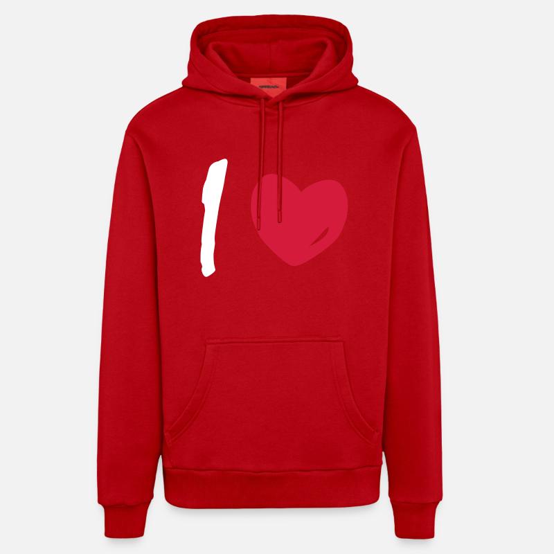 J'adore - Sweat à capuche bio décontracté fabriqué en UE - rouge