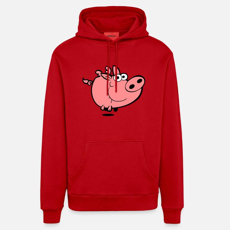 Flying Pig - Sweat à capuche bio décontracté fabriqué en UE - rouge