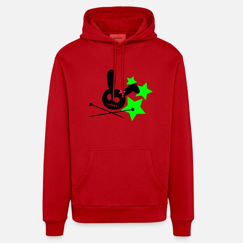 Voodoo Bunny Stars - Sweat à capuche bio décontracté fabriqué en UE - rouge