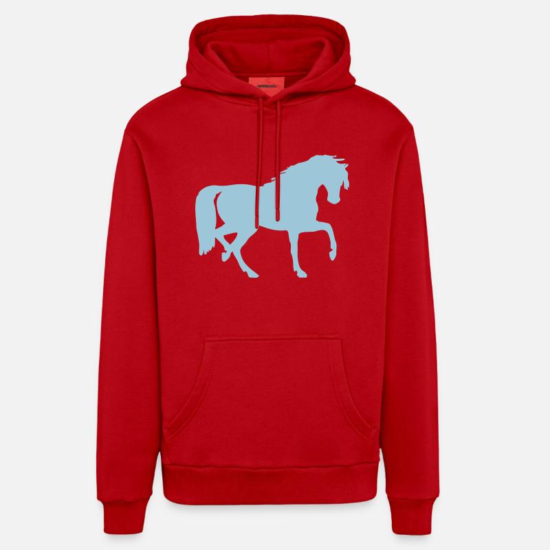 Cheval - Sweat à capuche bio décontracté fabriqué en UE - rouge