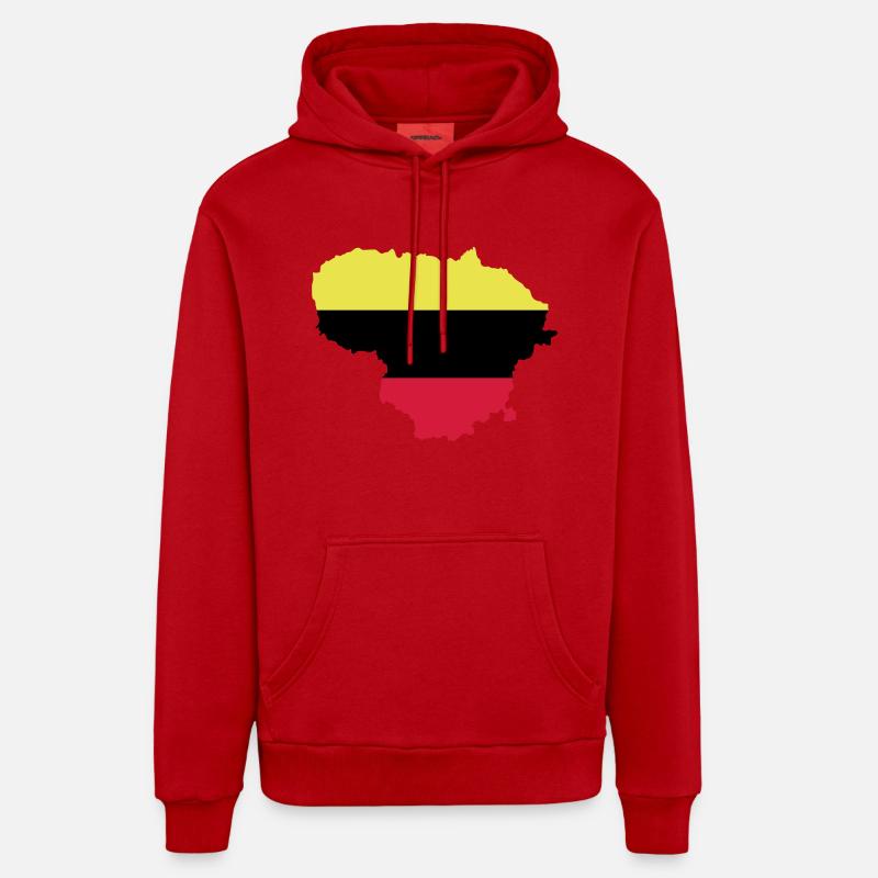 Lituanie - Sweat à capuche bio décontracté fabriqué en UE - rouge