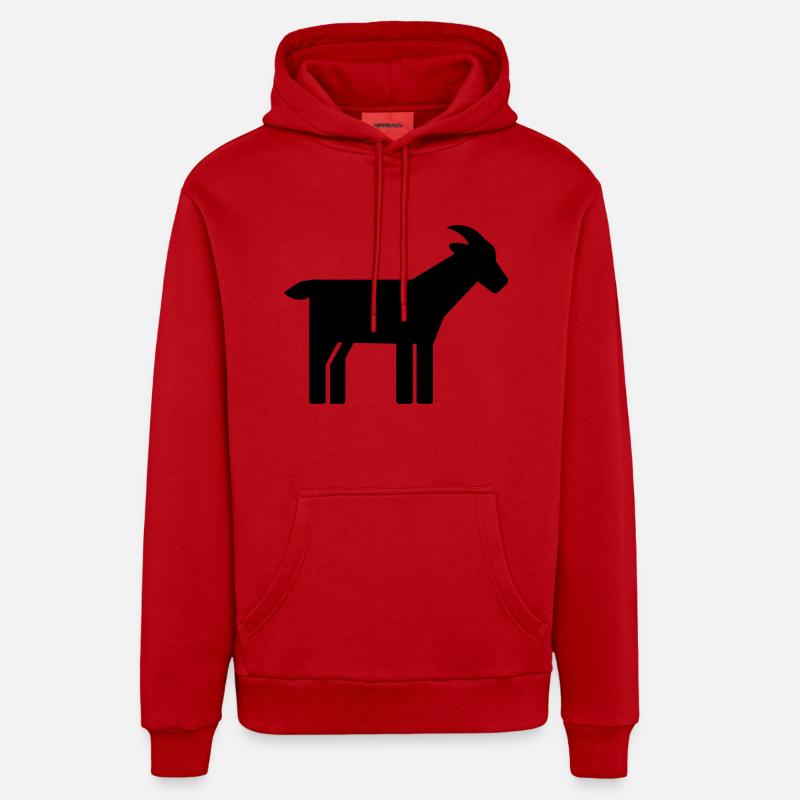 Chèvre - Sweat à capuche bio décontracté fabriqué en UE - rouge