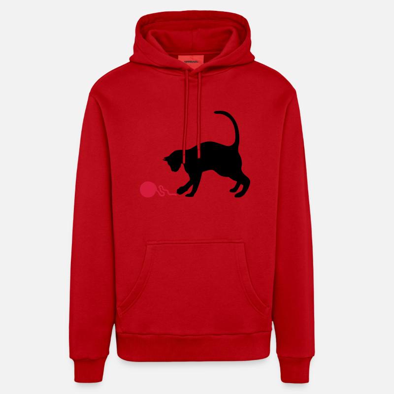 chats - Sweat à capuche bio décontracté fabriqué en UE - rouge