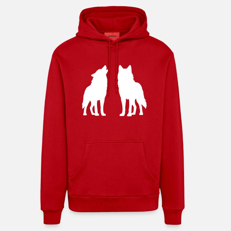 woelfe 2 - Sweat à capuche bio décontracté fabriqué en UE - rouge