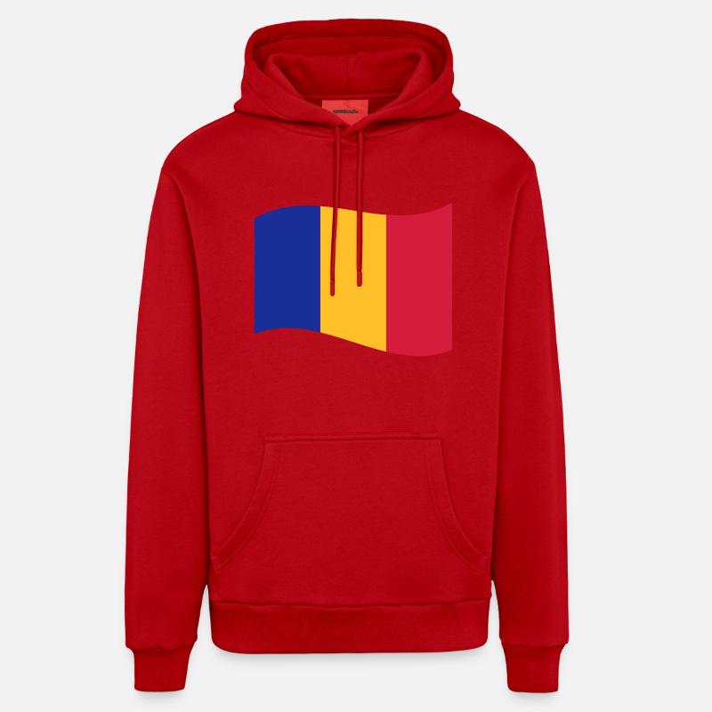 romania - Sweat à capuche bio décontracté fabriqué en UE - rouge